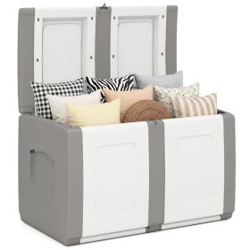 53 Gallon Large Outdoor PP Deck Box Waterproof Storage Box with Lockable Lid & Side Handles-Gray