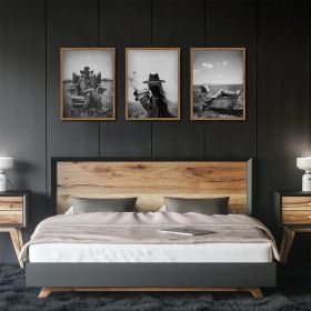 Vintage Black and White Western Cowboy Wall Art Set of 3, Retro Southwestern Wall Decor