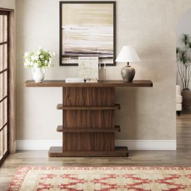 63"Vintage Narrow Console Table with 2 Tier Open Storage Shelves,Stylish Design High Weight Capacity,Suitable for Living Room,Hallway (Color: as Pic)
